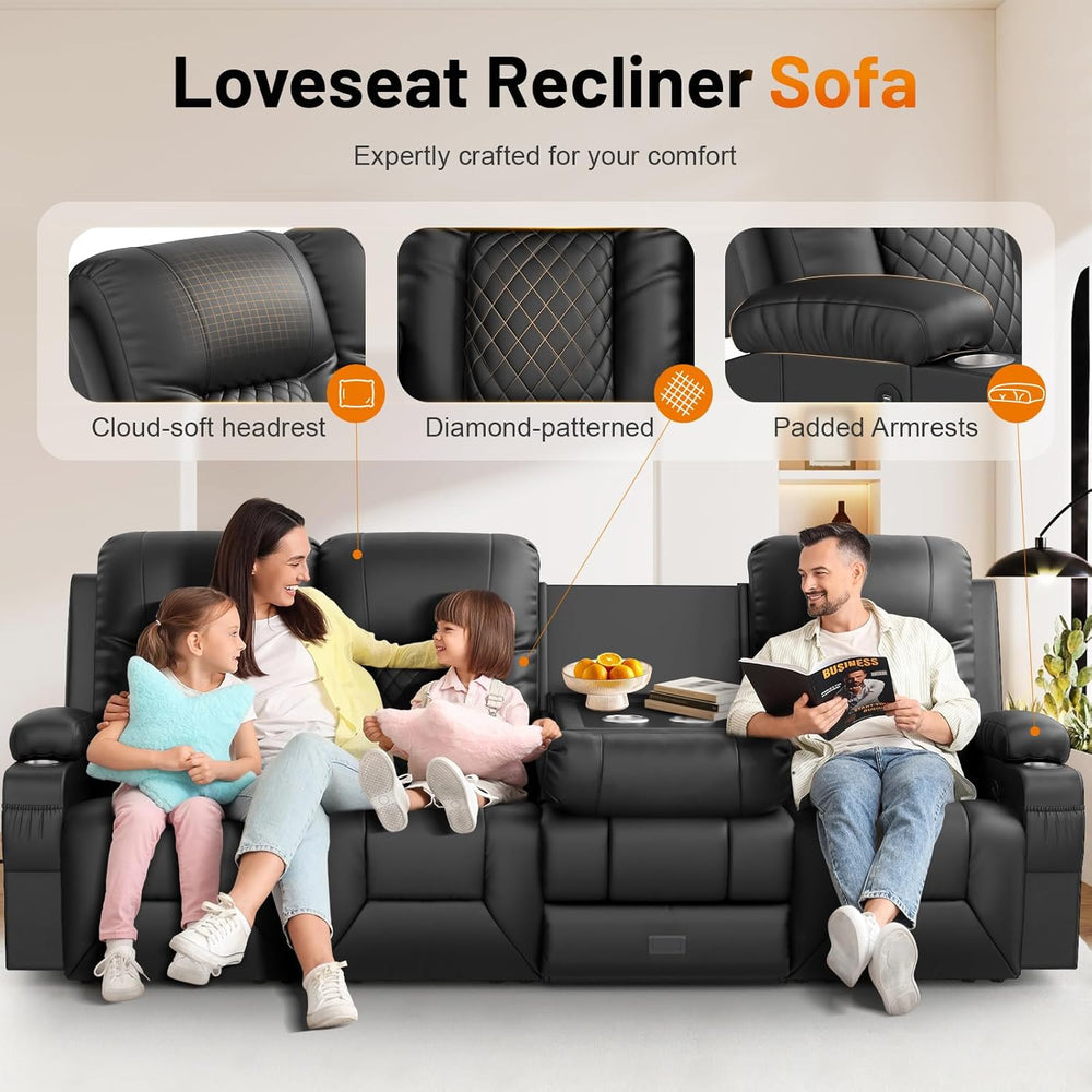 FURNIMAT Recliner Sofa, Modern Dual Reclining Sofa with Flip Back Console, 4 ...