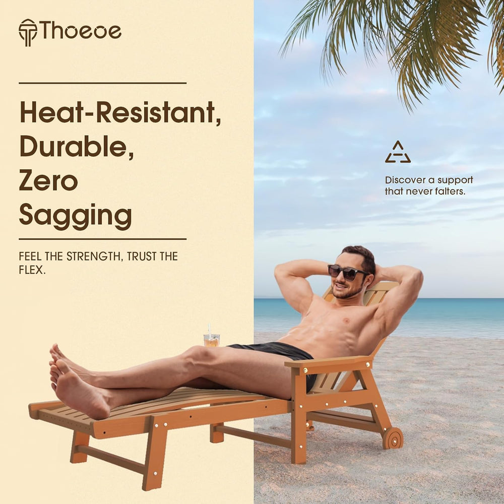 Outdoor Chaise Lounge Chair Set of 2,HDPE lounge chair outdoor with Wheels | ...