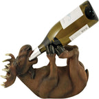 True Mischievous Moose Polyresin Wine Bottle Holder - Tabletop Wine Storage Rack, Gifts for Wine Lovers, Brown, Holds 1 Standard Wine Bottle