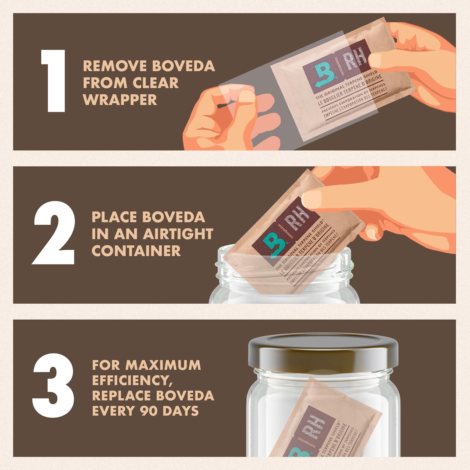 Boveda 58% Two-Way Humidity Control Pack For Storing 5 lb – Size 320 – Single – Moisture Absorber for Storage Containers – Humidifier Pack – Individually Wrapped Hydration Packet