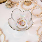 Rainbow Flower Ring Dish Jewelry Tray, Small Glass Trinket Tray for Rings Earrings, Present for Wife Mom Daughter Women