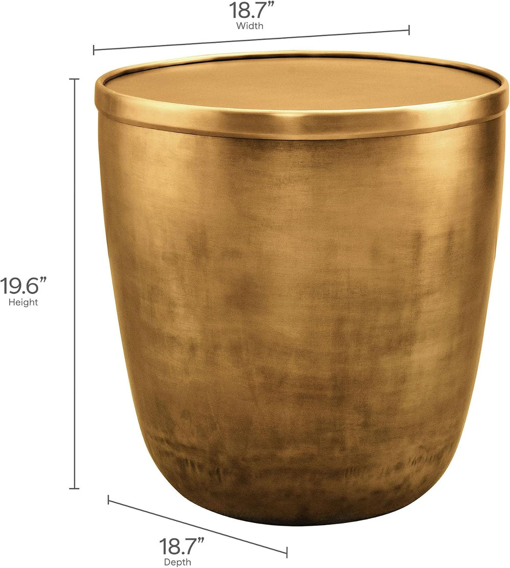 Modway Viora Metal Storage Side End Table in Burnished Brass - Modern Small A...