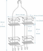 SRIWATANA Shower Caddy Organizer Hanging Over Head, Bathroom Shower Rack Hanger with Hooks for Razors - Bronze