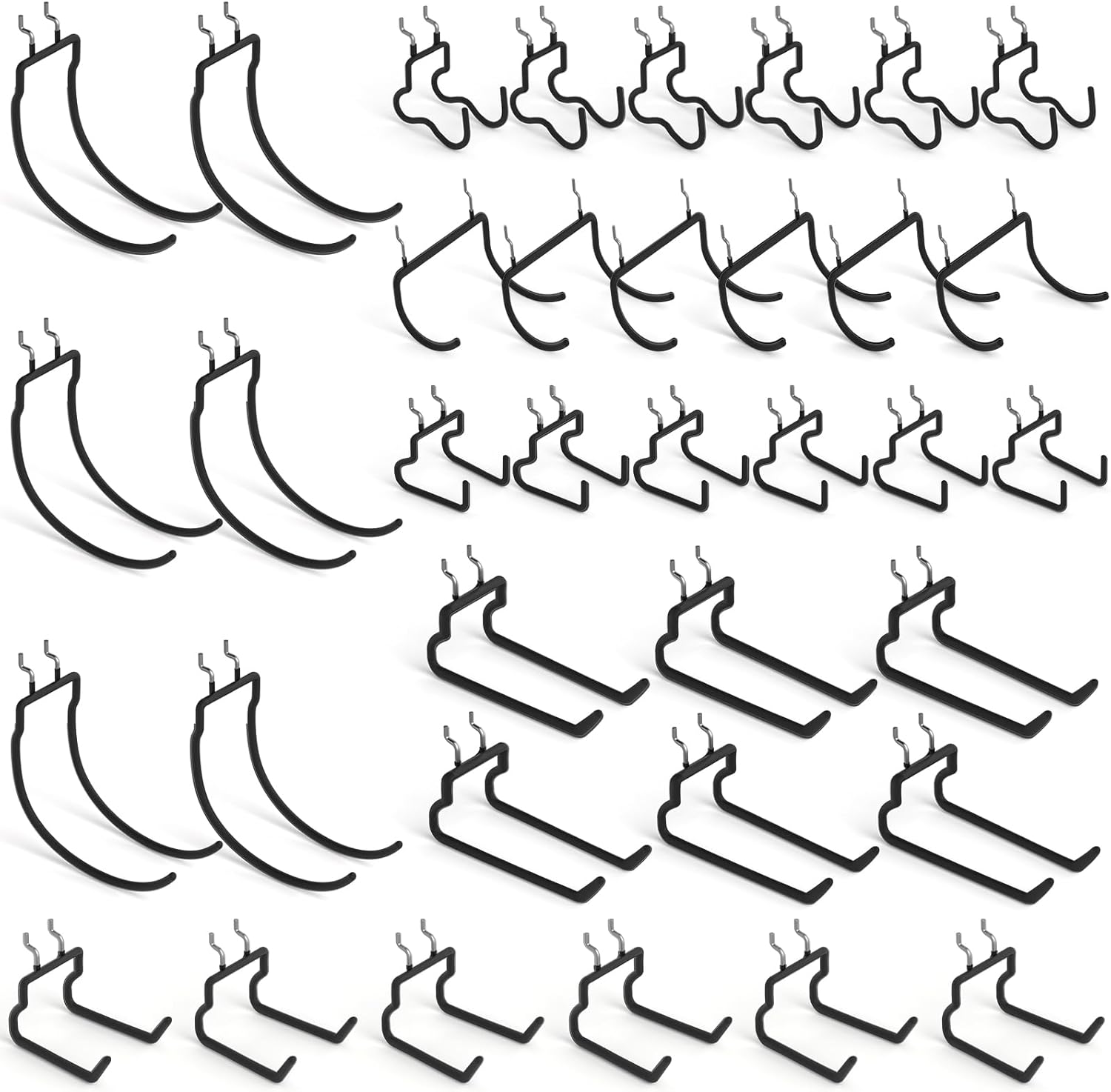 INCLY 36 Pack Heavy Duty Pegboard Hooks, 1/4" Pegboard Drill Holder Tool Utility Hooks, Peg Board Tool Hangers Accessories for Hanging Power Tools, Drill, Hammer, Workbench, Garage