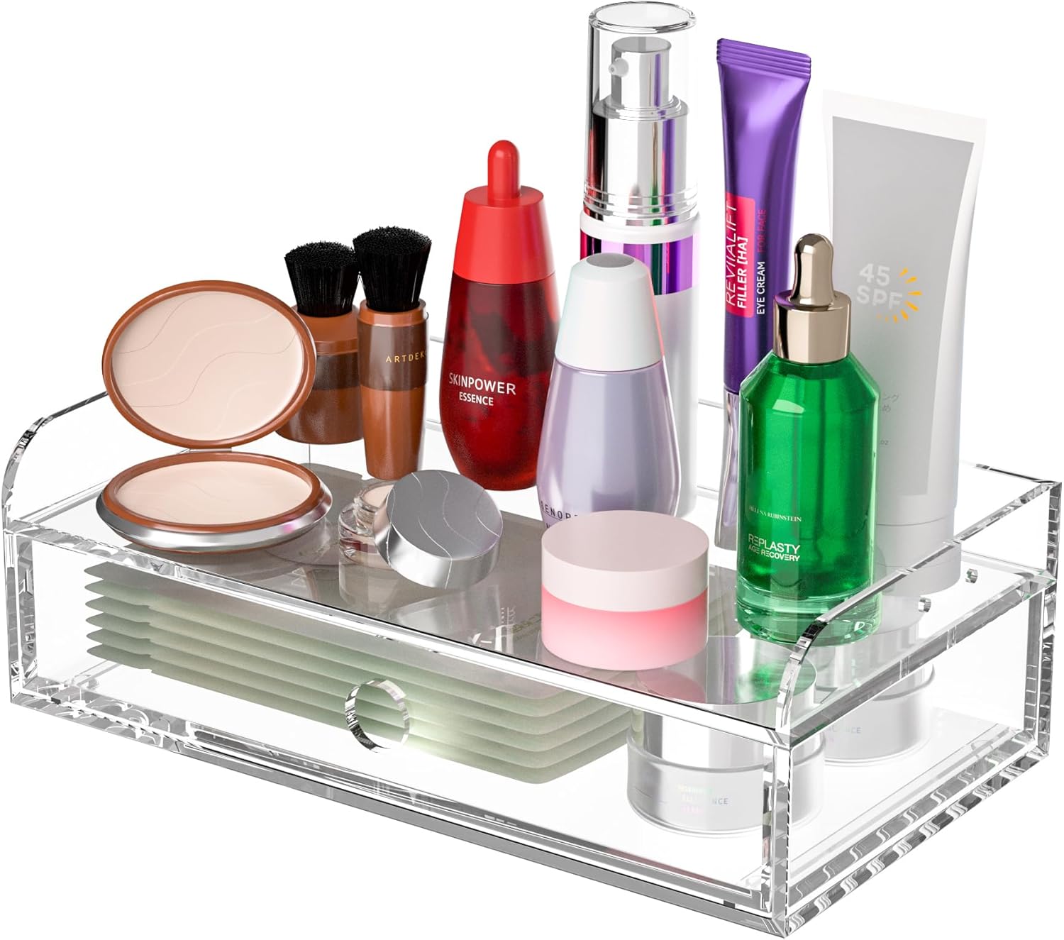 Acrylic Desk Organizer 12 "x 6.7" x 4", Clear Desktop Drawer Tabletop Storage Organization for Office Home Makeup Skincare Jewelry
