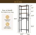 TETOTE Over Toilet Bathroom Organizer, 4-Tier Bathroom Over The Toilet Storage with Adjustable Shelf and Basket, Freestanding Space Saver Bathroom Shelves Above Toilet for Room(Brown)