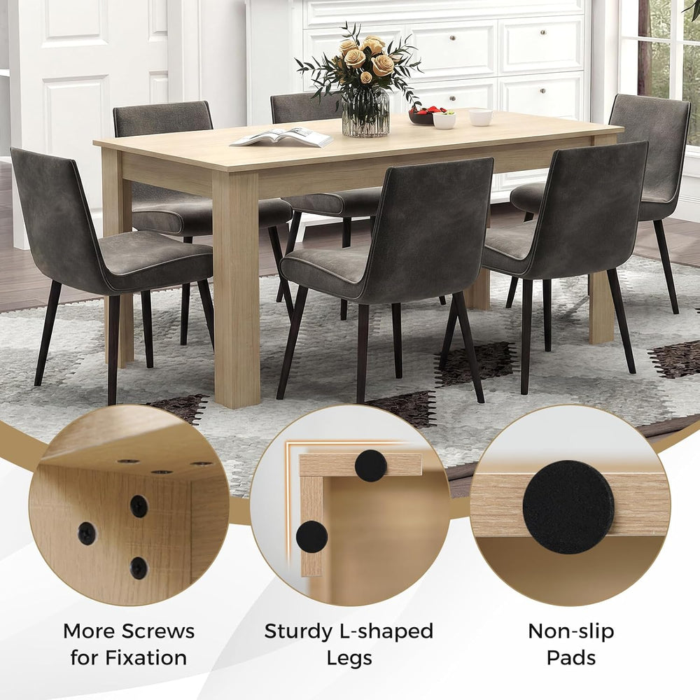 COSTWAY 63”Rectangular Dining Table for 4-6 People,Farmhouse Dinette with Lar...