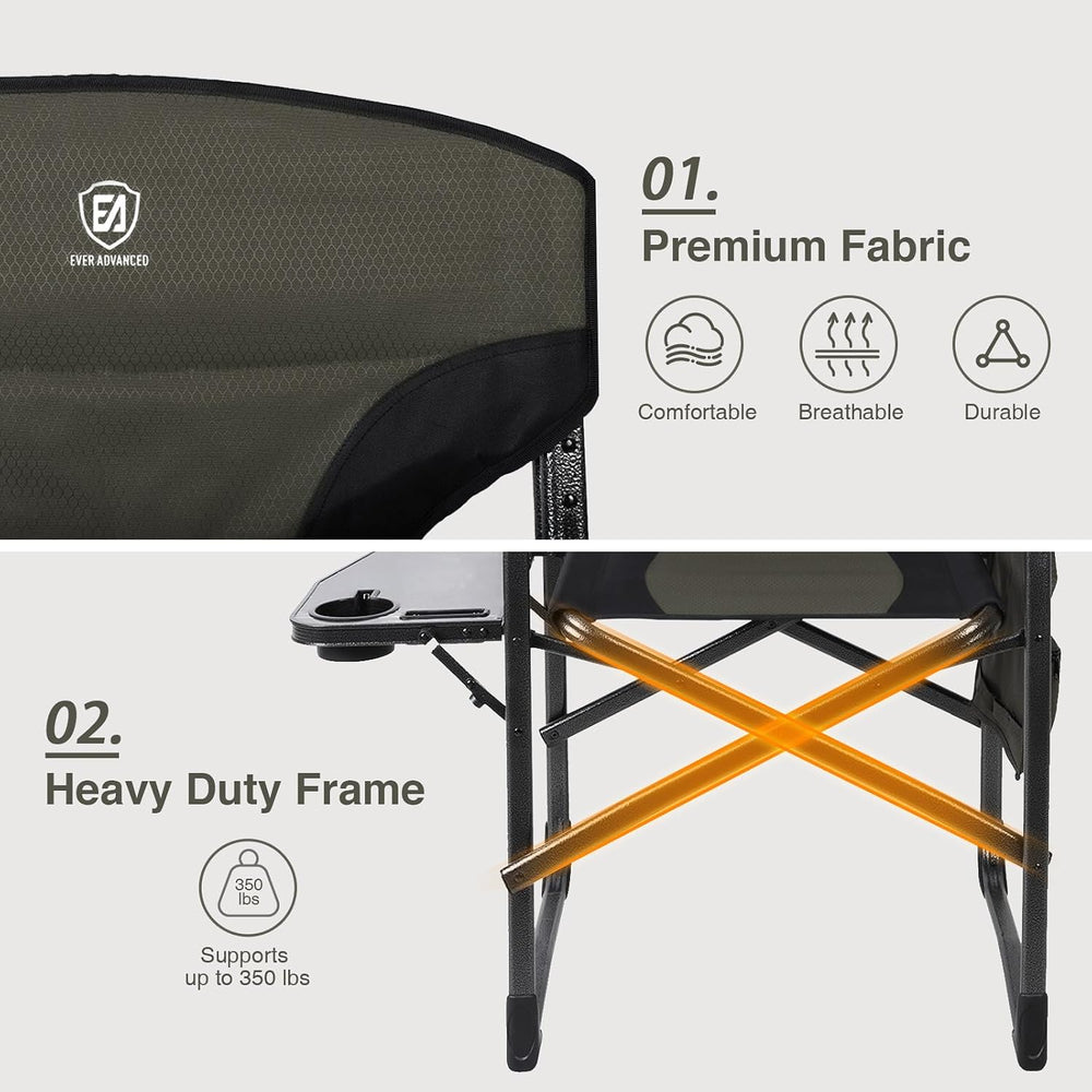 EVER ADVANCED Lightweight Aluminum Director Camping Chair, 350 lb Capacity | ...