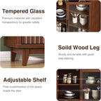FiveWillowise Kitchen Pantry Cabinet with Glass Doors - Arched Design, Solid Wood Legs, Artistic Fluted Door, Adjustable Shelves, 70.8" Curved Storage Cabinet for Kitchen, Dining Room