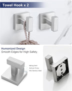 Brushed Nickel Bathroom Hardware Set 4 Pieces, Toilet Paper Holder Set SUS304 Stainless Steel Bath Hand Towel Ring for Bathroom Hardware Accessories Set Wall Mounted