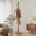 Muwuele Solid Wood Cactus Coat Rack, Freestanding Coat Rack With 6 L-Shaped Hooks and 3 Adjustable Sizes, Coat Tree for Bedroom, Entryway, Livingroom, Coat Hanger Stand for Coats, Handbags (Walnut)
