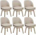 Upholstered Dining Chairs Set of 6, Modern Faux Leather Dining Room Chairs with Solid Wood Legs & Double-Padded Seat, Swivel Accent Desk Chair for Kitchen Dining Room Restaurant - Pebble Grey