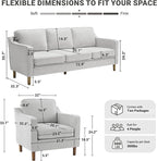 Kingfun Living Room Furniture Sets, 3 Seater Couch and Loveseat, Mid Century Modern Sofa Set, Chenille Couch with Solid Wood Frame for Living Room & Bedroom, Silver Gray