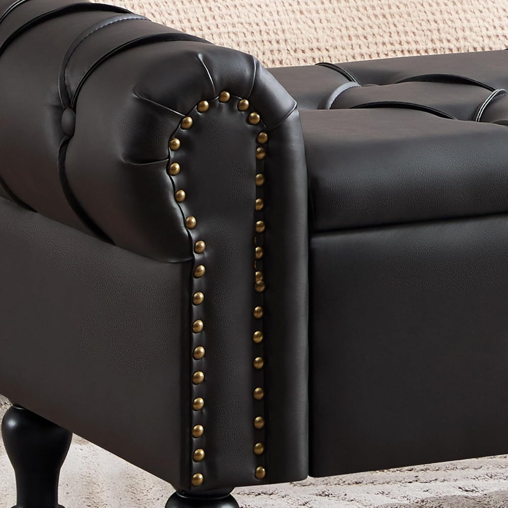 Storage Bench for Bedroom, Faux Leather 51" End of Bed Bench, Queen Size...