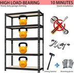 Storage Shelving Unit Heavy Duty Garage Shelves Metal Organizer Utility Rack for Kitchen Pantry Basement Pantry Warehouse Laundry 5 Tire 60" H x 28" W x 12" D 2000LBS