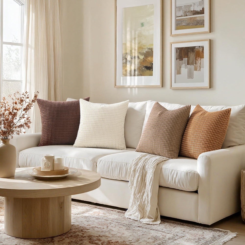 MIULEE Fall Decorative Throw Pillow Covers 20x20 Inch Set of 4 Brown