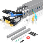 Open Slot Wire Duct Kit, 31.4"(2 x 15.7) Server Rack Cable Management, Cable Management Raceway for Hide Network HDMI VGA Cable, Wiring Raceway Cable Duct, Desk Wire Channel, 2 Pack, Grey
