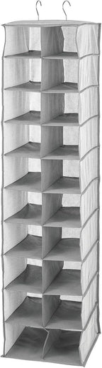 mDesign Soft Fabric Closet Organizer - Holds Shoes, Handbags, Clutches, Accessories - Large, 20 Shelf Over Rod Hanging Storage Unit - Gray