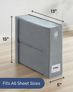 4 Pack Sheet Organizers - Foldable Sheets Set Organizer - King/Queen - Grey | Storage Organizer for Linen Closet, Folder Keeper with Window XL, Blanket, Duvet & Pillowcases Dustproof Bedding Container