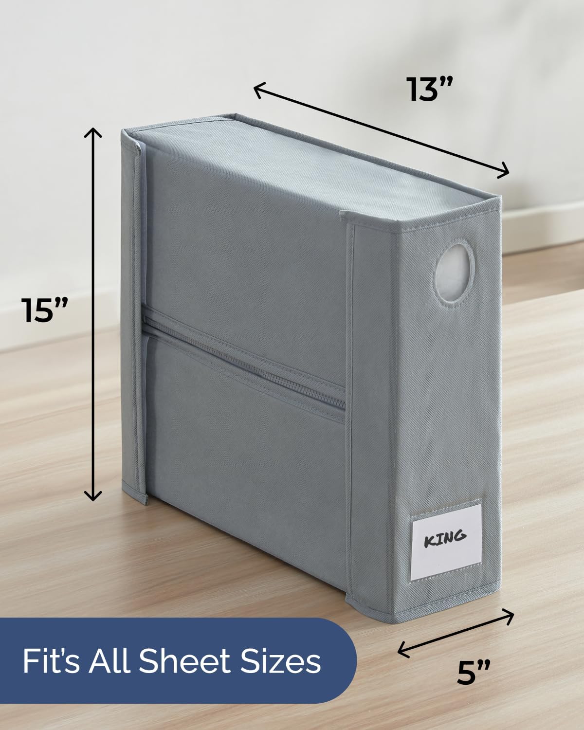 4 Pack Sheet Organizers - Foldable Sheets Set Organizer - King/Queen - Grey | Storage Organizer for Linen Closet, Folder Keeper with Window XL, Blanket, Duvet & Pillowcases Dustproof Bedding Container