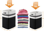OIAHOMY 91L Laundry Hamper, XXXLarge Laundry Basket, Collapsible Cotton Rope Basket,Woven Storage Basket for Blankets,Clothes,Pillows-16x15x24-Black&white