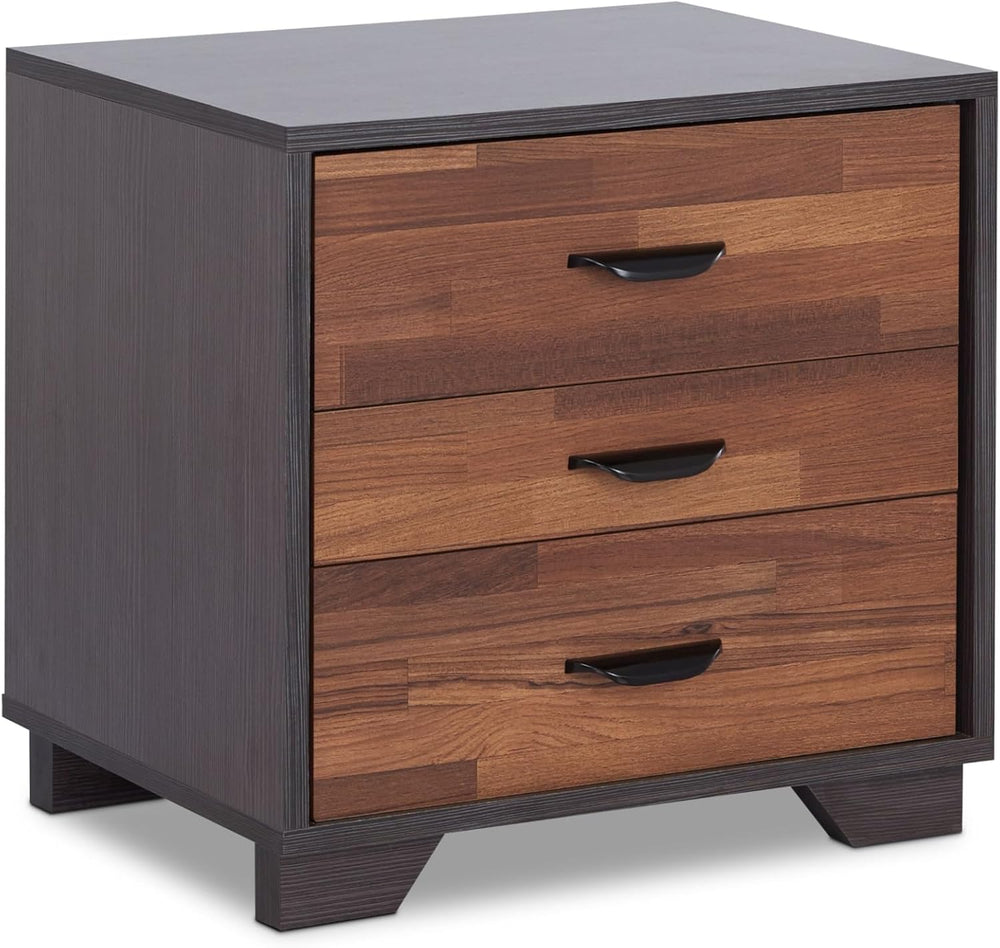 BIGTO Walnut & Espresso Finish Accent Side Table Synthetic Wood End Table...