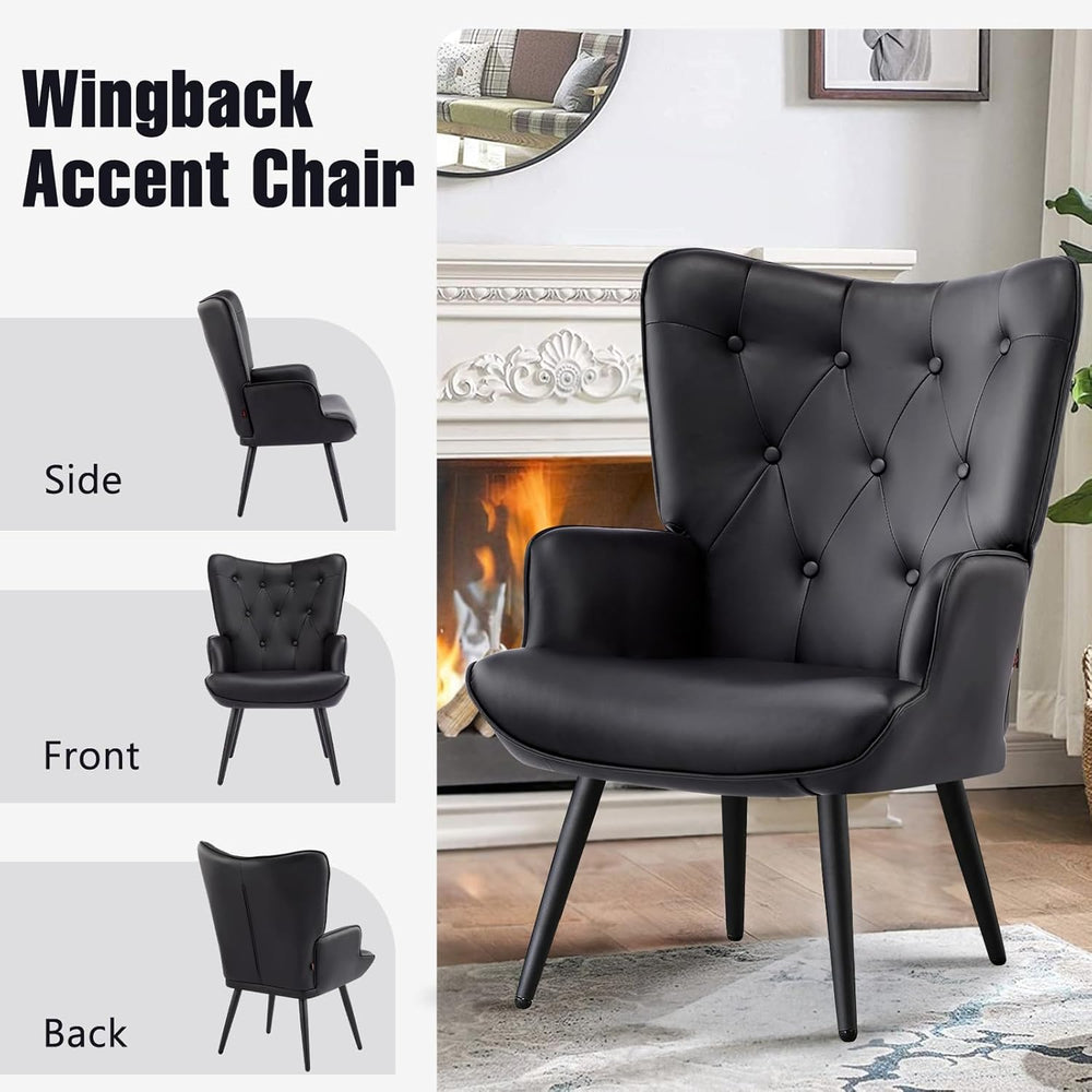 Furniliving PU Leather Accent Chair for Living Room, Upholstered Reading Chai...
