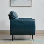 TYBOATLE Sofa Couch 61" Small Loveseat Couches for Living Room Blue Leather Couch Mid Century Modern Tufted Mini Sofa Comfy Office 2 Seat Settee Love Seat for Small Spaces Bedroom