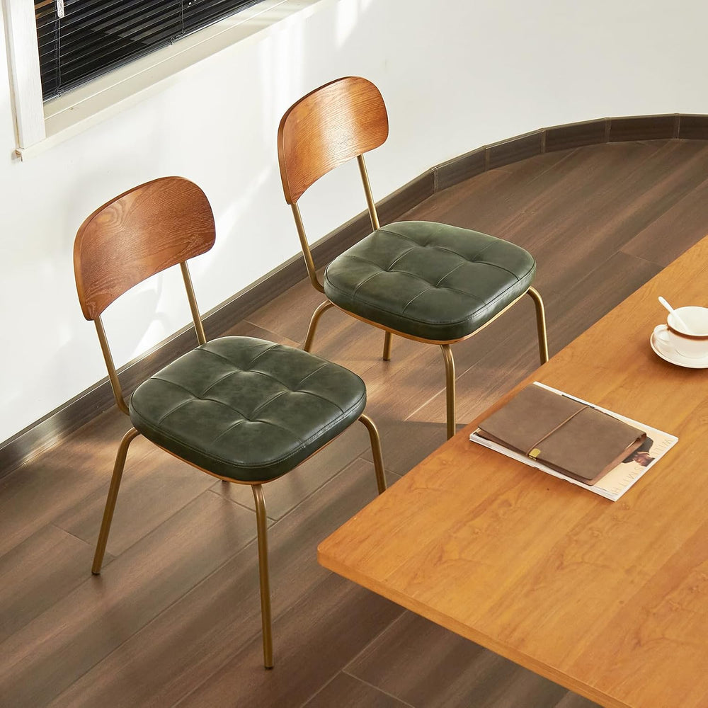 Dining Chairs Set of 2, Mid Century Modern Chairs - Dark Green
