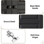 Armoire Wardrobe Closet with Doors: 74" Large Wardrobe Closet with 2 Drawers and 4 Doors, Modern Black Bedroom Armoires, Tall Closet Cabinet for Hanging Clothes (Black, 63")