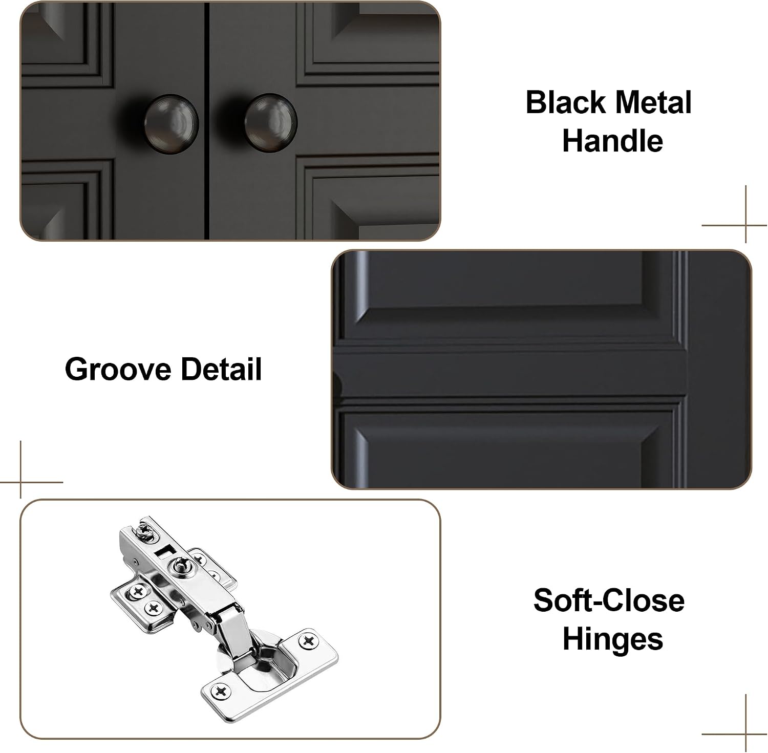 Armoire Wardrobe Closet with Doors: 74" Large Wardrobe Closet with 2 Drawers and 4 Doors, Modern Black Bedroom Armoires, Tall Closet Cabinet for Hanging Clothes (Black, 63")