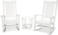 POLYWOOD Vineyard 3-Piece Rocking Chair Set White - Outdoor Patio Furniture Set with Side Table - Front Porch Rocking Chairs - Premium HDPE Lumber Construction - Classic American Style