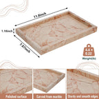 Marble Bathroom Tray,Pure Natural Vanity Tray,Marble Trays for Kitchen Counter Non-Ceramic/Non-Resin,Stone Tray 12 x 8 inch (Pink) ﻿