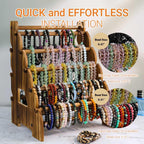 Wooden Bracelet Holder 8 Tier Jewelry Bracelet Display Stand, Portable Organizer for 150-240 Bangles & Scrunchies - for Vendors,Retail Stores, Craft Shows, and Home Storage (vintage)