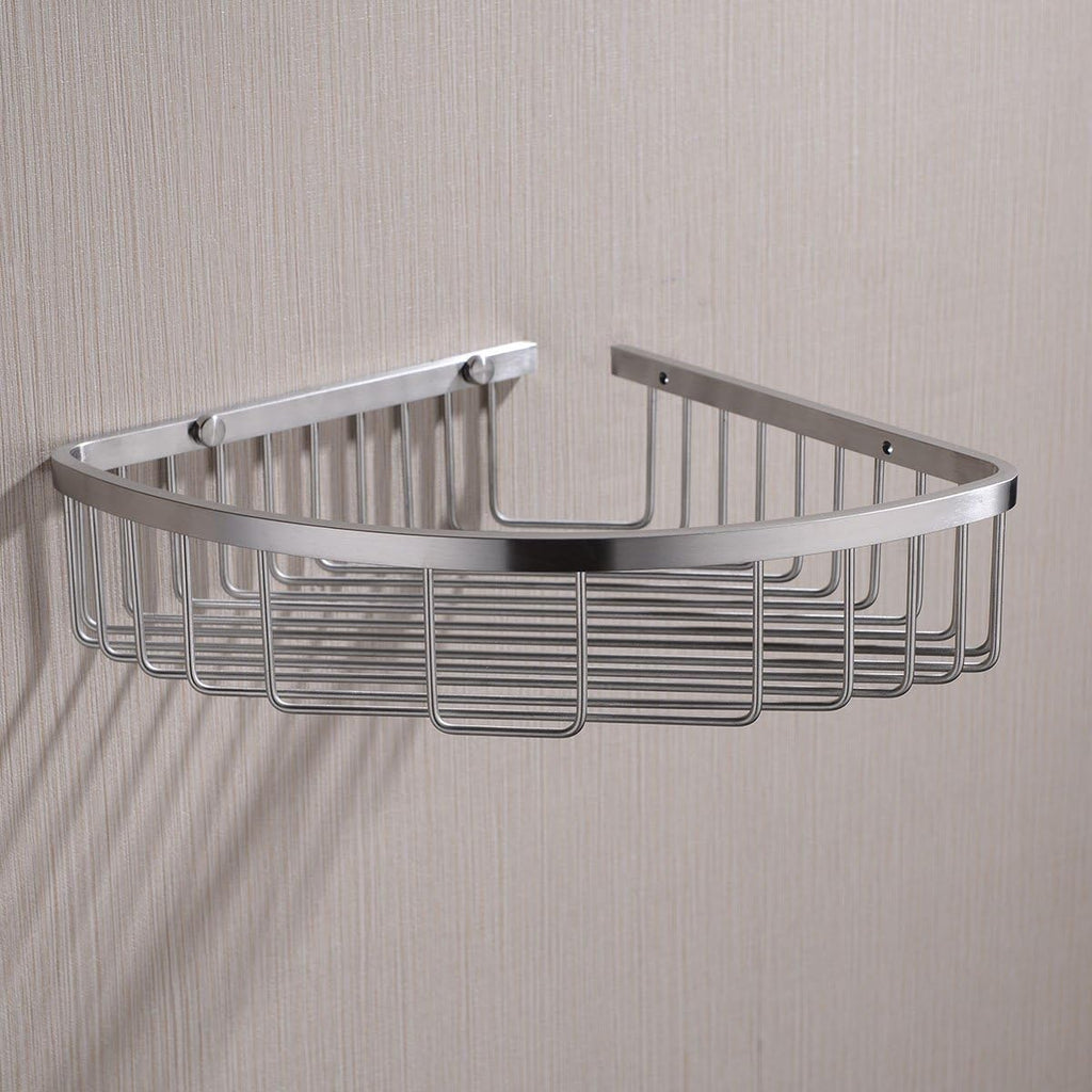 304 Stainless Steel Shower Caddy Corner Basket Shelf Bathroom Organizer Wall Mounted Storage, Brushed Nickel