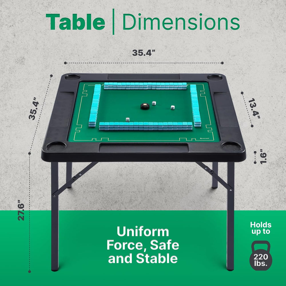 Queensell 35" Folding Game Table with Cup Holders, Domino and Mahjong Ta...