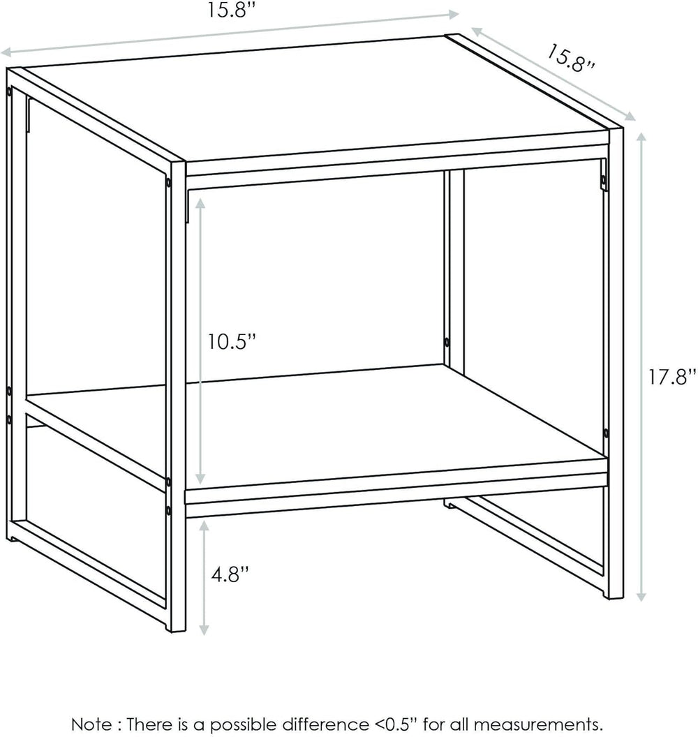 Furinno CAMNUS 2-Tier Metal Frame Side Table, Easy Assembly, Americano | Mode...