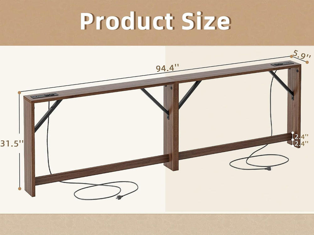 TIQLAB 5.9 Inch Narrow Console Table with Power Outlet,Sofa Table, Total Leng...