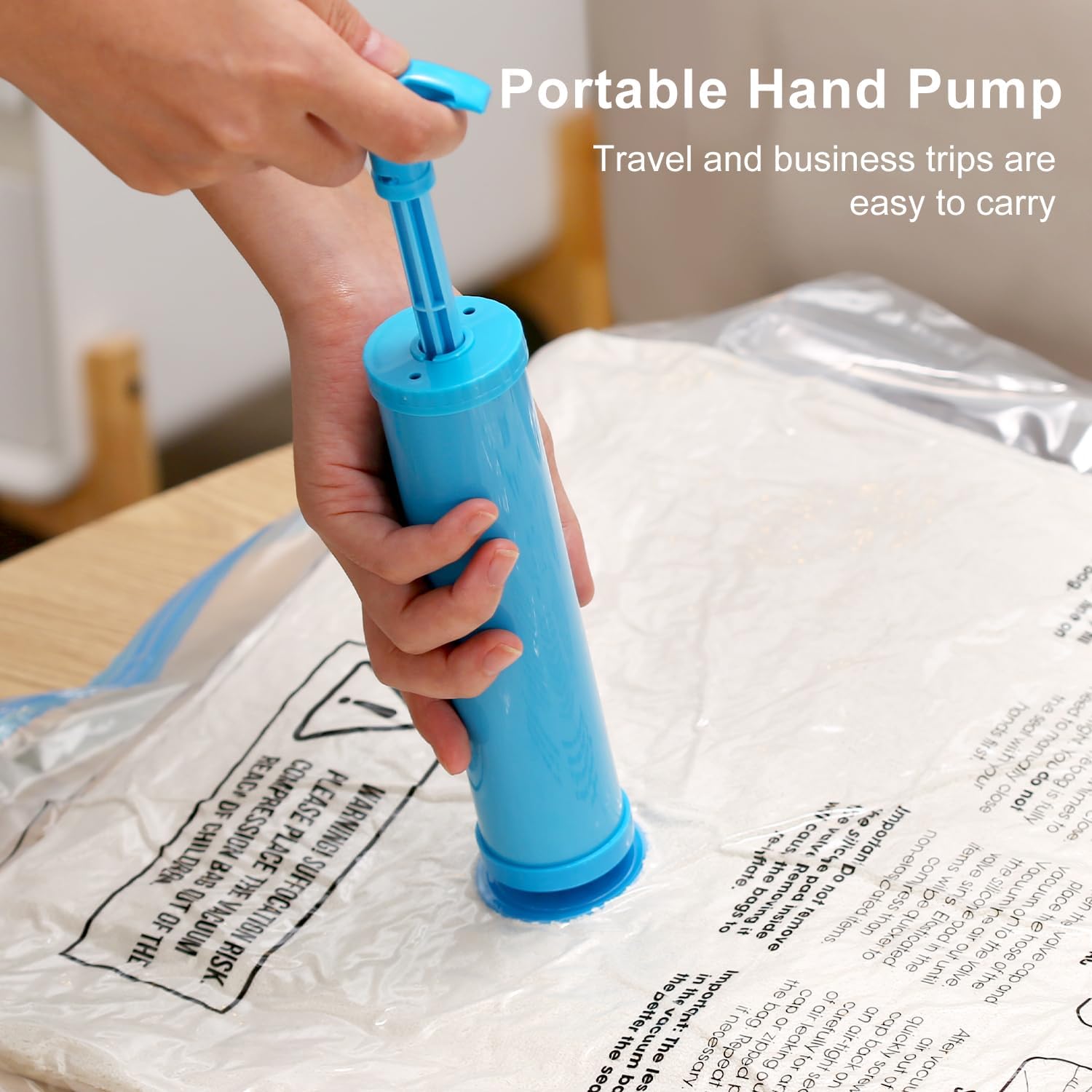 Vacuum Bags for Travel, 12 Pack with Hand Pump, Space Saver Vacuum Storage Bags, Travel Essentials, Clothes, Blankets, Pillows