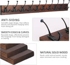 IBosins 34'' Coat Rack Wall Mount with 10 Decorative Tri-Hooks, Heavy Duty Wood Coat Hanger, Rustic Coat Hooks Rail for Entryway Living Room Coat Scarf Bag Towel Hat