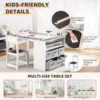 4-in-1 Kids Art Table and 2 Chairs Set, Wooden Activity Desk with Storage Bins, Art Easel, Drawing & Study Table for Toddlers, Multi-Functional Children’s Furniture for Home, Playroom, Black