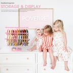 POVETIRE Headband Holder Stand Storage for Baby, 3 Tier Wooden Bow Organizer for Girls Hair Bows, Infant Hair Accessories Rack Display for Nursery Decor