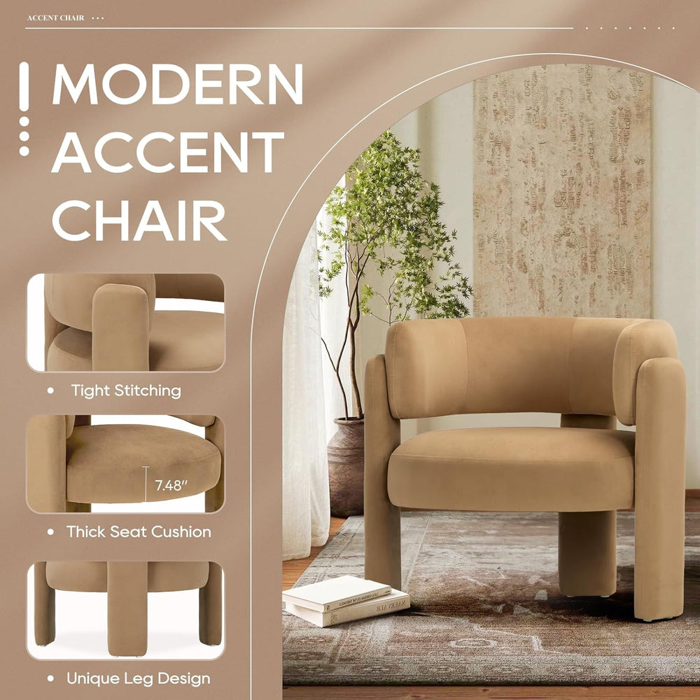 COLAMY Modern Velvet Accent Chairs Set of 2, Upholstered Barrel Chairs, Comfy...