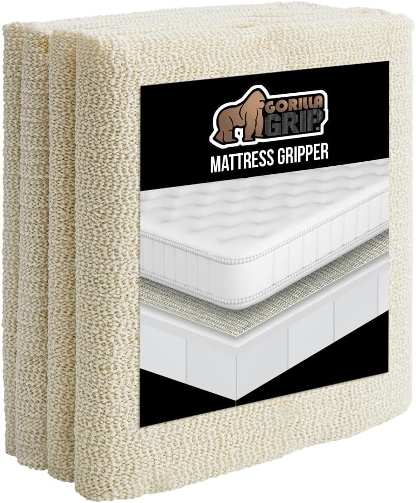 GORILLA GRIP Non Slip Mattress Gripper, Prevents Mattresses from Sliding and Holds Bed in Place, Pad Grips Beds, Sofa, Couch, Chair Cushions and Helps Keep Topper from Slipping, Easy Trim Pads, Queen