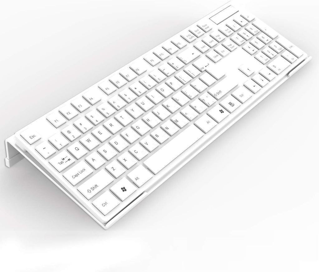 Acrylic Tilted Computer Keyboard Stand for Ergonomic Typing, Keyboard Tray Holder with Silicone Non-Slip Case, White