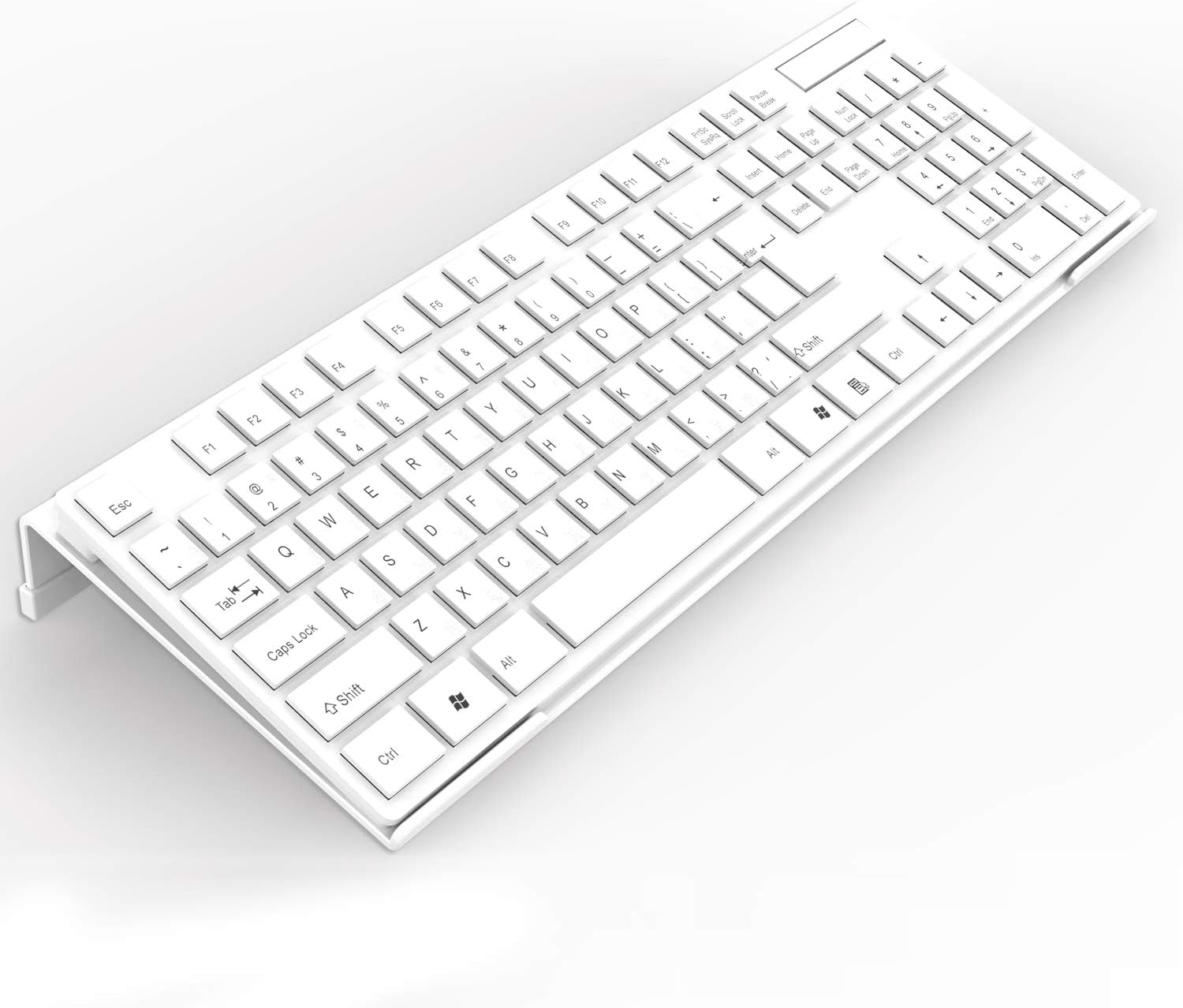 Acrylic Tilted Computer Keyboard Stand for Ergonomic Typing, Keyboard Tray Holder with Silicone Non-Slip Case, White