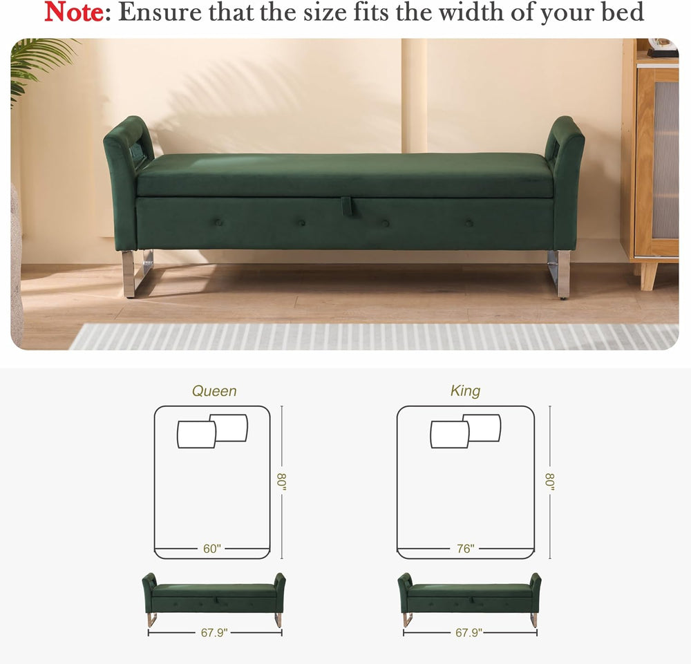 Aoiy & Wifon 67.91" W King Size Bench for End of Bed, Upholstered En...