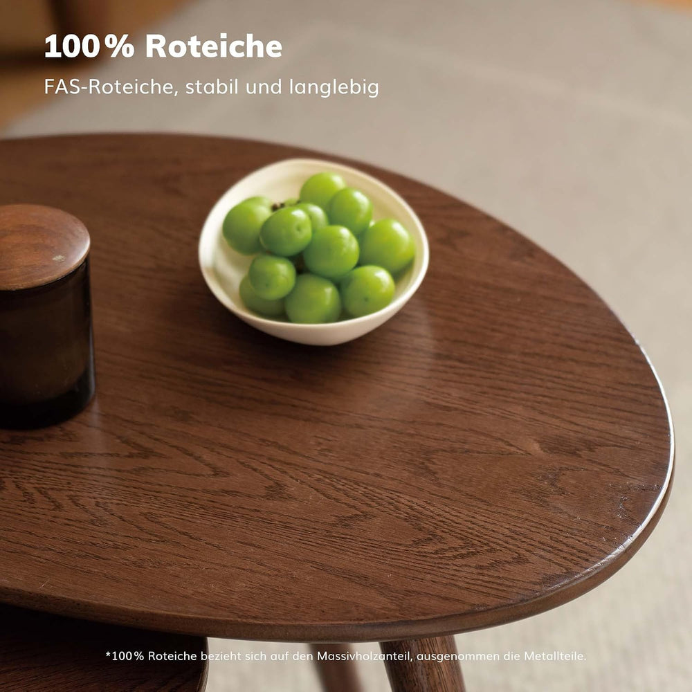 Small Oval Coffee Table, Solid Oak Pebble Table for Small Spaces | Solid oak ...