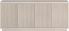 Henn&Hart Fluted TV Stand for TVs up to 65" with 2 Concealed Ribbed Storage Cabinets and Adjustable Shelves for Living Room, Family Room, or Office, Beech White