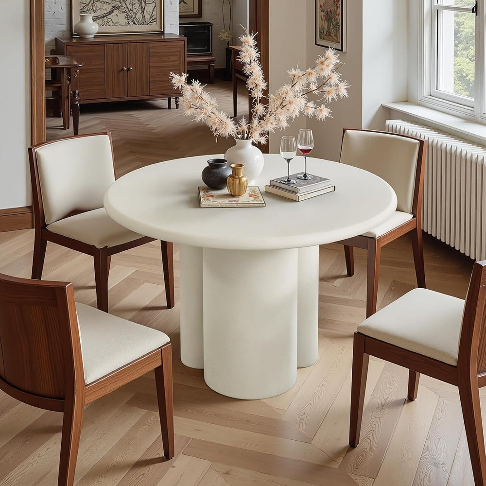 45-Inch Thick Concrete Dining Table for 4. Unique Cloud-Shaped Base, Sturdy D...